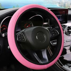 Steering Wheel Covers 1 PCS Car Cover Breathable Anti Slip Auto 36-38cm Fiber Carbon Suitable Leather PU Decoratio K2U8