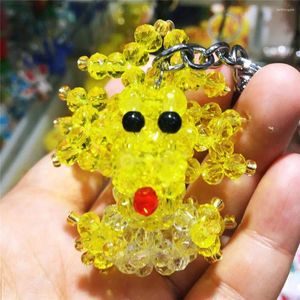 Decorative Figurines 1PCS Hand-woven Animal Cute Chinese Dragon Austrian Crystal Key Chain Hanging Bag Accessories Sparkling Beautiful