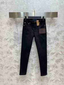 Womens Jeans Designer Fashion Design High Waist Leather Patchwork Women Black Color Streetwear Loose Casual Denim Pants 75cg