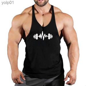 Herr t-shirts nyanledningar bodybuilding stringer tank top man bomullsgym glelösa skjorta män fitness väst singlet sportkläder träning tanktopl231216