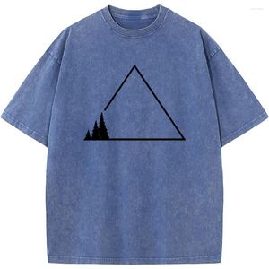 Men's T Shirts Classic Golden Triangle kortärmad t-shirt 2023 tvättad gammal högkvalitativ 90-tal vintage unisex