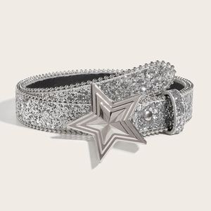 Other Fashion Accessorie s Star Buckle Belt Y2k Luxury Bling Sequin Punk Metal Waistband Jeans Pants Party 231216