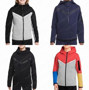 Мужские спортивные толстовки Tech Fleece Boy Дизайнерские куртки с капюшоном Space Cotton Jacket Толстые пальто Детские маленькие дети Детские XS S M Lnx0m #