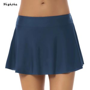 Conjunto feminino saia de natação com calcinha de segurança maiô cintura alta biquíni vintage saia tankini maiô plus size