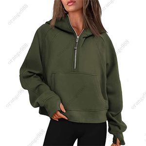 1lululemens-43 Autumn Winter Yoga Suit Scuba Hoodie Half Zip Women's Sports Sweater Loose Gym Jacket Fitness Short Plush Coa