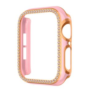 İskelet Apple Watch için Tek Satır Elmas Kılıfı 44mm 40mm 41mm 42mm 38mm 45mm Ultra Tampon Koruyucusu Iwatch SE 8 7 6 5 4 3