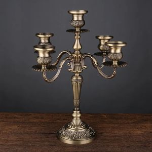 Świece posiadacze świece 3-ramię/5-ramię brązowy metalowy ślub Świecana dekoracja Candle Stand Stand Light For Home Decor 231215