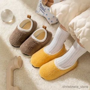 Chinelo infantil para casa, chinelos macios para ambientes internos e antiderrapantes, sapatos confortáveis de algodão quente para meninos e meninas, sapatos de chão leves