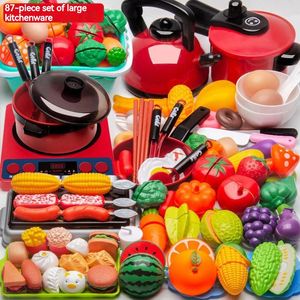 Cucine gioca al cibo simulazione Funzione di giocattoli da cucina set di pentole che cucina cibo da frutta vegetale giocattoli puzzle per ragazze 231216