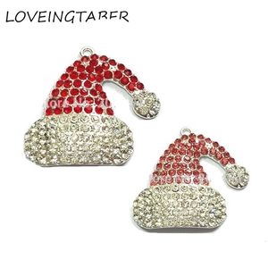 Charms Choose Color First 45mm*40mm 10pcs/lot Full Rinestone Christmas Hat / Santa Hat Pendants For Kids Necklace 231204