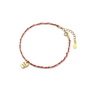 Charme Pulseiras AIFENAO 925 Sterling Silver Gold Beads Chain Red Thread Pulseira para Mulheres Jóias Boa Sorte Presente Menina Amizade Acessórios 231215