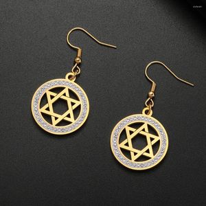 Dangle Earrings Dawapara Jewish Star Of David Clear Zircon Tree Life Hexagram Pendant Stainless Steel Jewelry