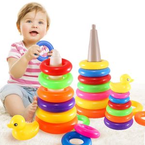 Intelligence toys Animal Rainbow Stacking Ring Tower Stapelring Kids Montessoris Toys Early Education Teaching Aids Wood Baby Gift Stack 231215