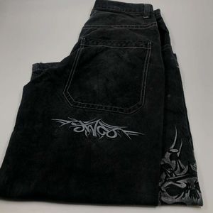 Mulheres streetwear hip hop crânio gráfico bordado gótico vintage baggy jeans 2023 nova haruku moda goth calças