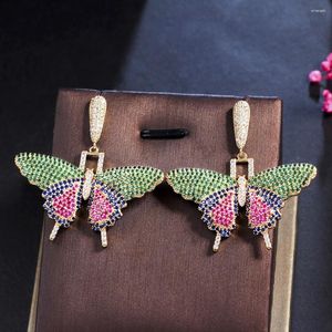 Kolczyki Dangle Threegraces estetyczny wielokolorowy CZ Crystal Big Butterfly kropla dla kobiet Brazylijska biżuteria mody e1278