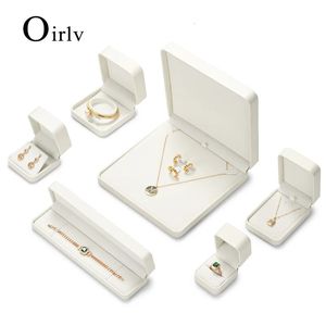 Smycken lådor oirv vit lyx smycken ringlåda för förlovning bröllopsring låda födelsedag juvel hängande armband halsband display presentförpackning 231216