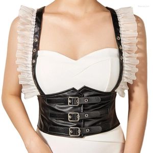 Bälten Kvinnor underbust korsettunderkläder med justerbar Suspender och ruffle