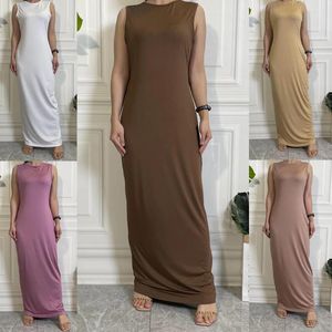 Etniska kläder under Abaya Inner Dress Muslim Abayas Casual inuti ärmlösa Maxi -klänningar för kvinnor Islam Dubai Turkiet Modest Vestido