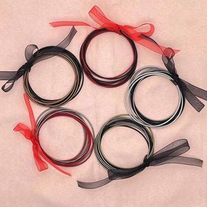 Bağlantı Bilezikleri Çok Molor 8pcs/Set 1.7mm Paslanmaz Çelik Guar String Dainty Springs Stringy Set ile Şeridi Bowknot Kadın Bang
