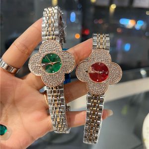 Orologio da polso di marca da donna, stile diamante, fiore, lusso, con logo completo, cinturino in metallo, orologio al quarzo L92