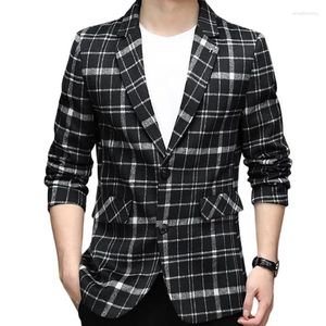 Herrdräkter högkvalitativa blazer brittiska mode elegant klass enkel affär casual gentleman ull kostym jacka ull överrock