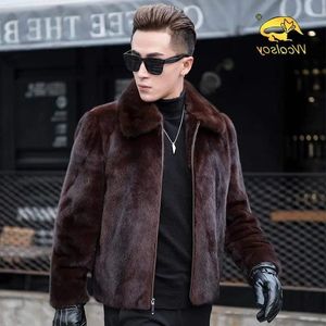 Мужская шуба из искусственного меха, осень-зима 2023, норковая шуба с лацканами, толстые теплые куртки, модные мужские экологичные пальто, L49 231216