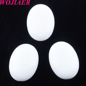 WOJIAER Natural White Jade GemStone Beads Oval Cabochon CAB No Hole 22x30x7MM For Earrings Making Jewelry Accessories U81092440