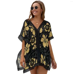 Kvinnors badkläder Polynesiska anpassade smock Seaside Sarong Swimsuit Högkvalitativ Party Coat Ladies Hawaiian semester