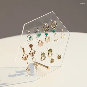 Jewelry Pouches Acrylic Earring Display Shelf Studs Holder Showing Stand Easel Showcase Props Earing Organizer Case Hexagon