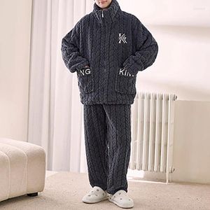 メンズスリープウェア2023メンズファッションフランネルのための冬の温かいパジャマ