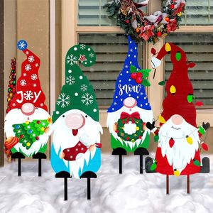 Decorações de jardim Natal Quintal Sinais Estacas Gnome Placa Acrílica Pátio Ao Ar Livre Gramado Caminho de Natal 231216