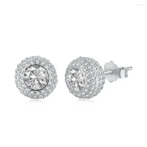 Studörhängen Fashionabla S925 Pure Silver med stjärnspostdesign Dry Full Diamond Round Ball