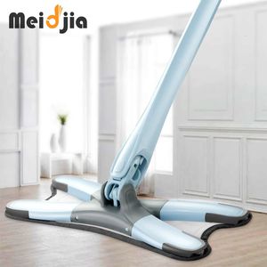 Mops MEIDJIA Upgraded Xtype Flat Floor Mop with Replace Cloth Heads Squeeze Hand Wash Free Household Home Cleaning Tool 231216