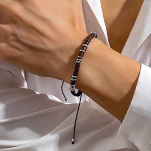 Strand purui enkla träpärlor män armband justerbara repkedja armband minimalistiska pärlformade smycken pojke cool parti