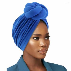 Roupas étnicas Turbante Africano para Mulheres 2023 Moda Pré-Made Top Nó Head Wraps Flor Stretch Hijab Beanies Cabelo Cap Hat Headcover