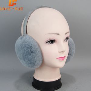 Ear Muffs Russian Hand Plush Real Fur Earflap Elastic Natural Rex Rabbit Fur Women Earmuffs Lady Winter Warm Rex Rabbit Fur Ear Muffs 231216