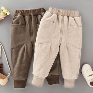 Calças de inverno sólida crianças engrossar sweatpants para meninos tornozelo comprimento harem pant 1 y jovem criança roupas outono quente meninas casuais