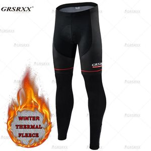 Pantaloni da ciclismo GRSRXX Pantaloni da ciclismo Calzamaglia da ciclismo termica in pile invernale Pantaloni da ciclismo con bretelle da uomo Pantaloni lunghi da bici antivento con imbottitura in GEL 5D 231216