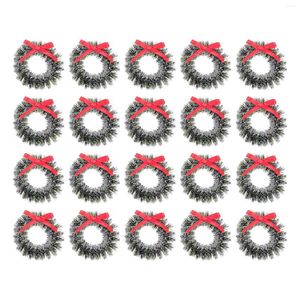 Decorative Flowers 20 Pcs Christmas Wreath Window Decorations Mini Garland Tree House Ornament Iron Home Toy Table Lease