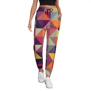 Pantaloni da donna Pantaloni sportivi con stampa geografica Jogger Pantaloni sportivi hippie colorati Pantaloni oversize personalizzati vintage da donna primaverili Idea regalo