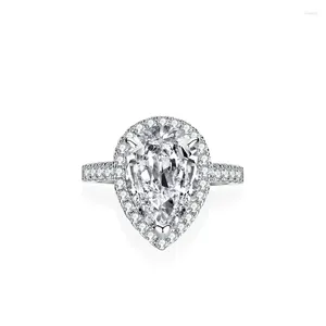 Anéis de cluster Pear Cut 4 S Moissanite Anel de Noivado Mulheres Laboratório Diamante 925 Sterling Silver Fine Jewelry
