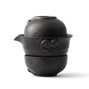 Copos de vinho chinês kung fu chá conjunto 1 bule 2 xícaras de viagem cerâmica cerâmica copos para teaware ao ar livre da cerimônia 231216