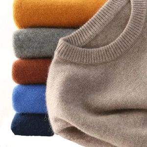 Mens Sweaters Homens Cashmere Camisola Outono Inverno Macio Quente Jersey Jumper Robe Hombre Pull Homme Hiver Pulôver VNeck ONeck Malha 231216