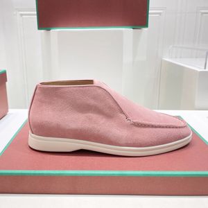 2024 Nya vårens sommarmänskor Singel loafers brittisk stil slipande läder höga toppskor l p a slip-on bekväm platta kvinnor par skor 35-46 +låda