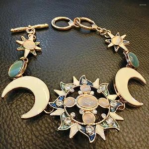 Charme pulseiras moda estilo boêmio assimetria sol lua estrela forma pulseira natural strass pedra para mulheres jóias presentes