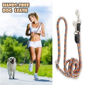 Dog Collars Leashes 2.6mハンズフリードッグスリップリーシュ多機能犬のトレーニングを走らせるためのリードナイロンダブルリーシュ子犬の小さな犬231216