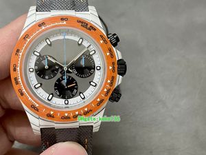 DIW Super calidad Mr Watch 40 mm Fibra de carbono Naranja Dial Cronógrafo Zafiro Dandong 7750 Movimiento Mecánico automático Relojes de pulsera para hombre
