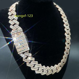 Colar de link cubano designer de jóias Personalização Baguette Moissanite Diamante Colar cubano Full Iced Out Hiphop Chain Pass The Diamond Test corrente de moissanite