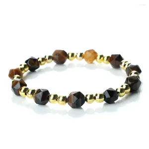 Strand 8mm Cut Surface Natural Stone Bead Bracelet Fashion Agate Tiger Eye Jasper Beads Elastic Bracelets Handmade Jewelry Women