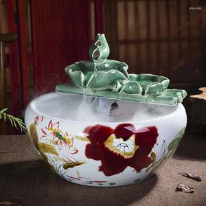 Decorative Plates Ceramic Water Fountain Humidifier Decoration Home Fengshui Wheel Lucky